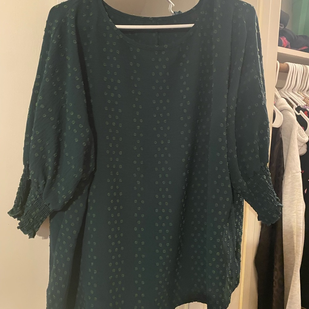 SHEIN Dark Green Textured Blouse